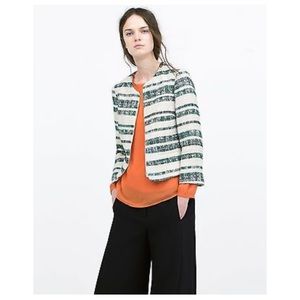 ZARA ZIPPED STRIPED BLAZER JACKET